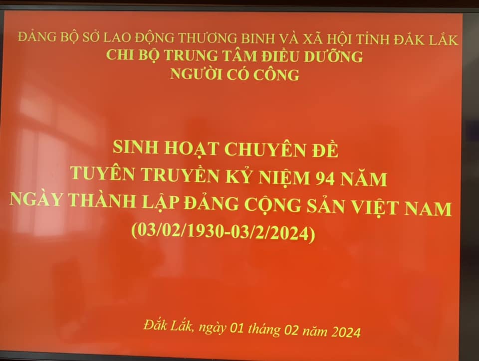 Sinh hoạt chuyên đề tuyên truyền kỷ niệm 94 năm ngày thành lập ĐCSVN (02/3/1930-02/3/2024 và trao danh sách đoàn viên ưu tú cho Chi bộ để bồi dưỡng phát triển đảng